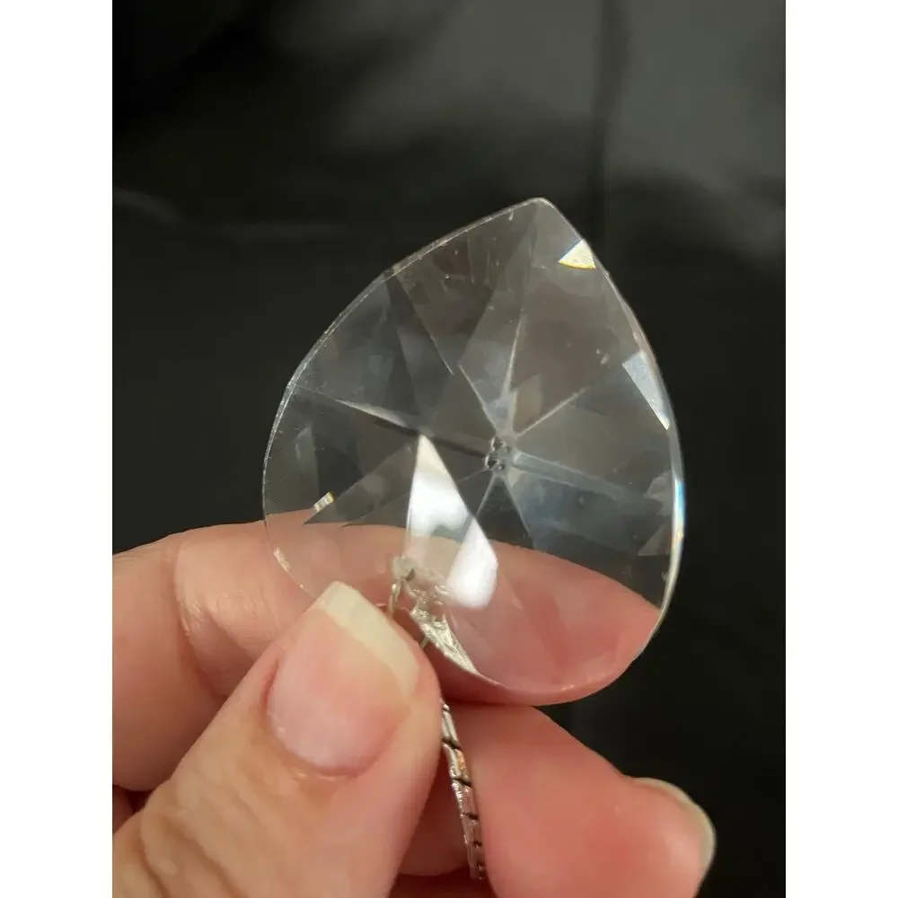 Monet Faceted Crystal Heart Pendant Necklace Silver Tone Vintage Style